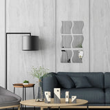 3D Wave Mirror Wall Stickers – Modern Self-Adhesive Home Décor