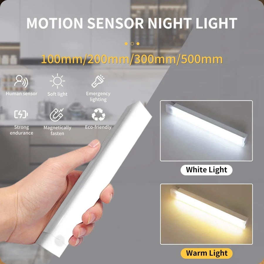 Luz nocturna con sensor de movimiento inteligente, luz LED recargable inalámbrica para armario de cocina, dormitorio, lámpara de noche, decoración de habitación