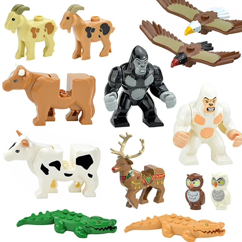 Mini Animal Building Blocks – Small Particle Wildlife Figures for Creative Brick Play