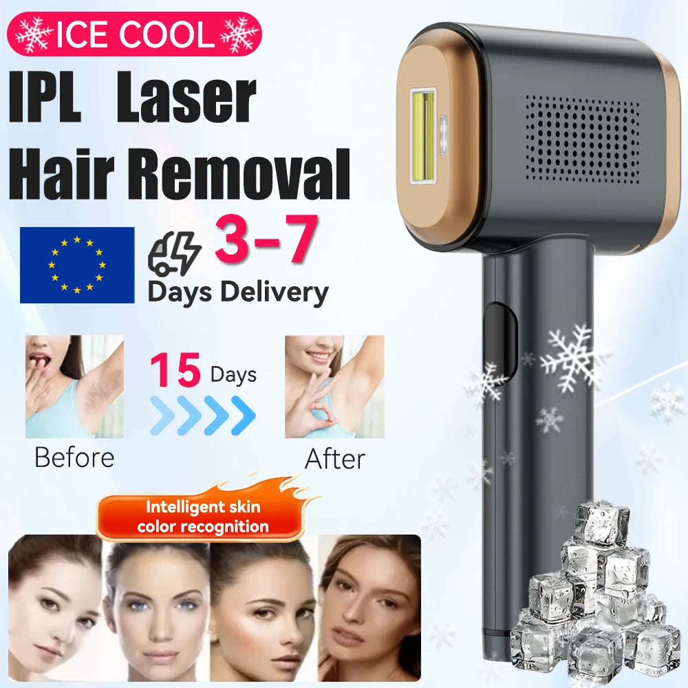 Professional IPL Laser Hair Removal Device with Ice Cooling Technology – 400,000 Flashes Permanent Hair Remover