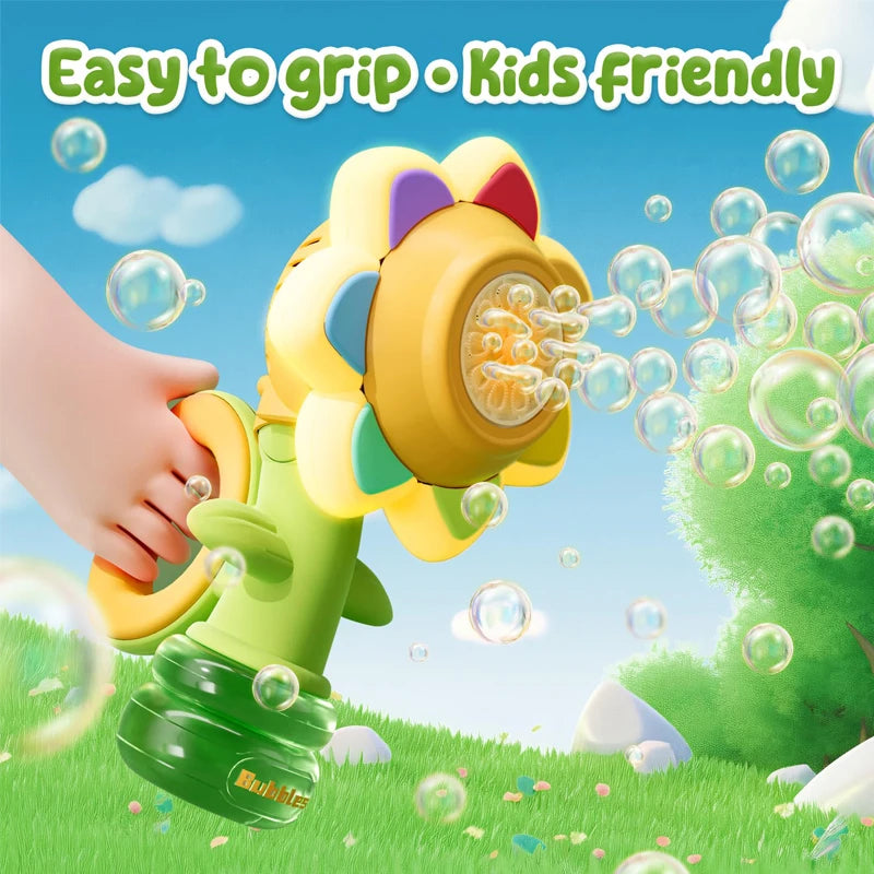 Flower Bubble Gun with LED Lights – Fun Dancing Bubble Machine for Kids, Perfect for Outdoor Play & Parties