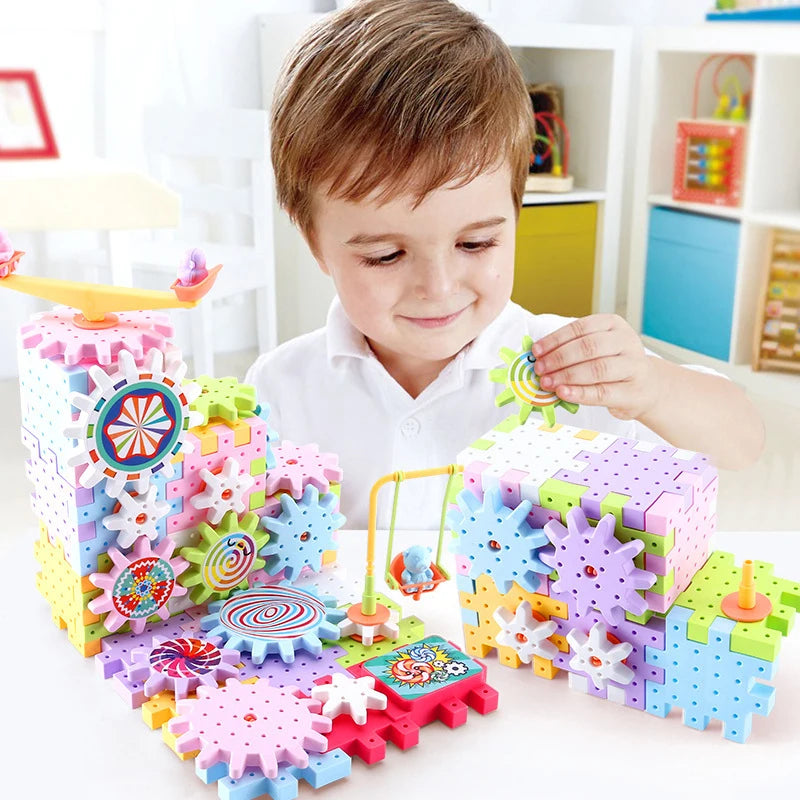 Electric Gear Building Block Set – Interactive 3D Puzzle Toy for Kids Ages 3-12