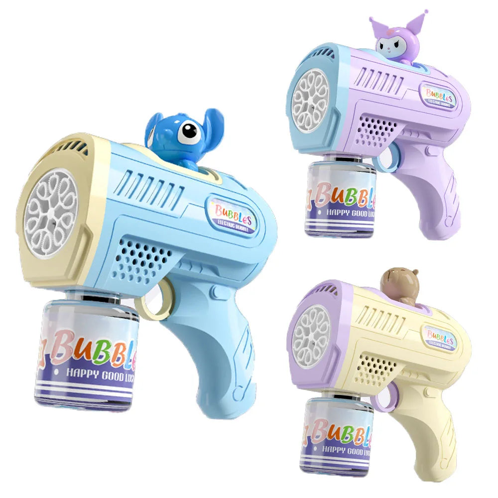 Cartoon Bubble Gun for Kids – Flashing, Spill-Proof Bubble Blower Toy