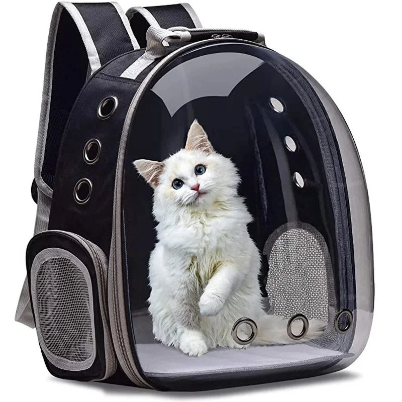 Transparent Capsule Cat Carrier Backpack – Breathable Travel Bag for Small Pets
