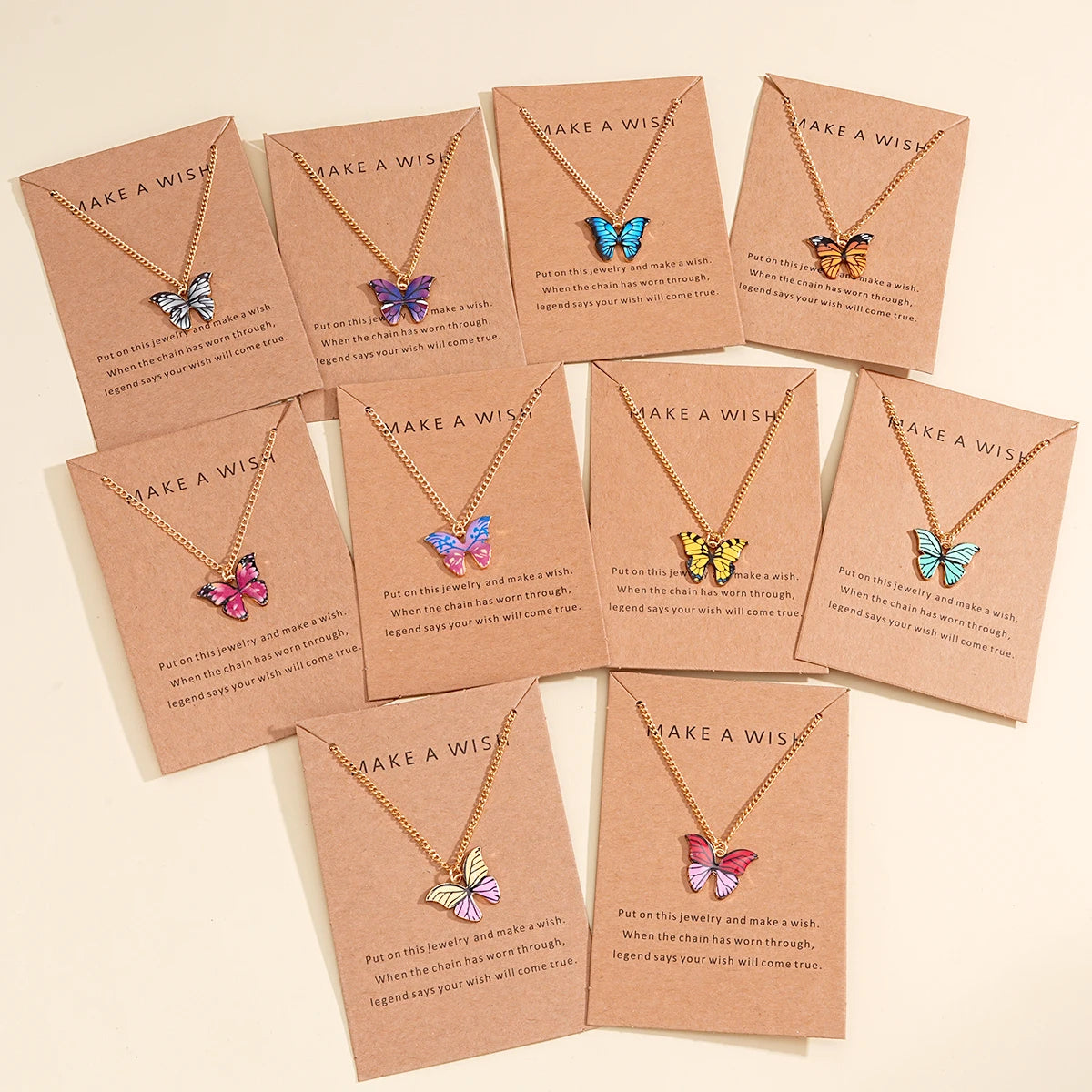 10-Piece Boho Butterfly Necklace Set – Colorful Vintage Pendant Chokers for Women