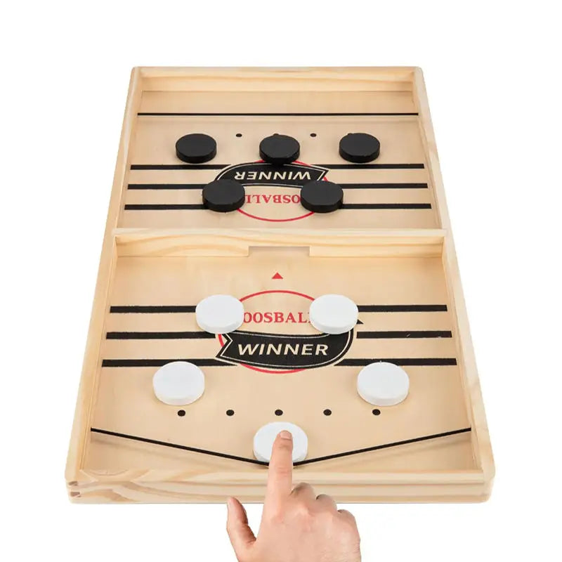 Compact Wooden Elastic Band Puck Battle Board Game