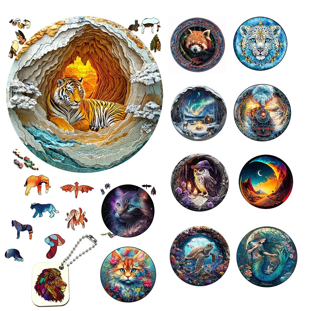 Wooden Animal 3D Jigsaw Puzzle – Educational Toy for Kids & Adults