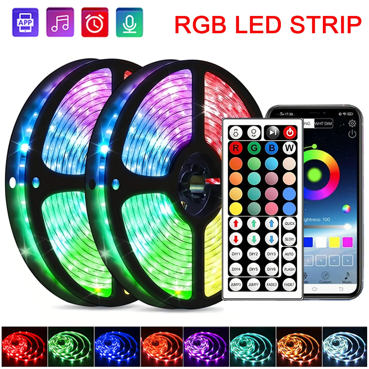 RGB LED Strip Lights – Color-Changing Tape Lights for Room & Party Decoration