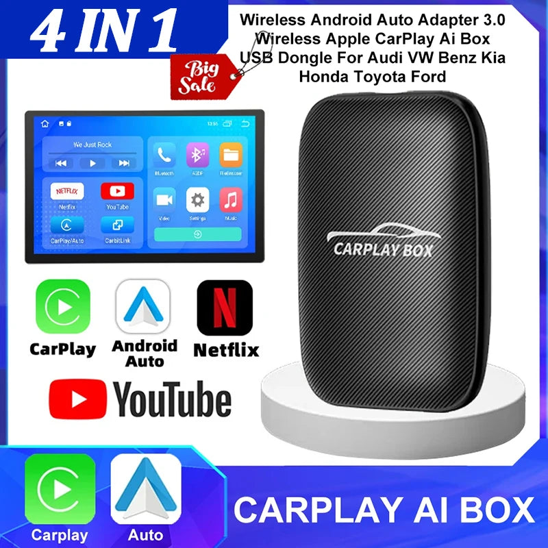 Wireless CarPlay & Android Auto Box with Netflix & YouTube (X204)