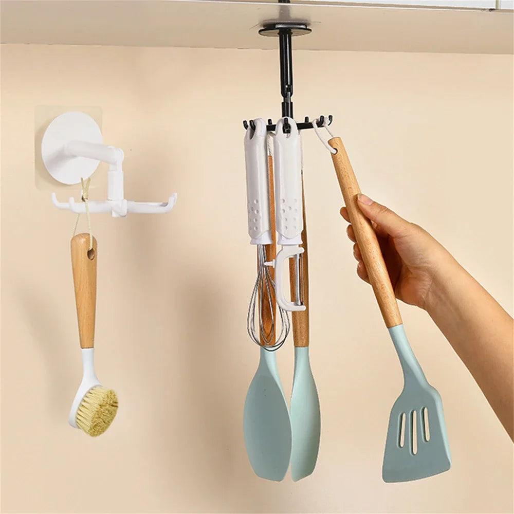 7-Claw Rotatable Adhesive Hook - No-Drill Kitchen Storage & Bathroom Organizer
