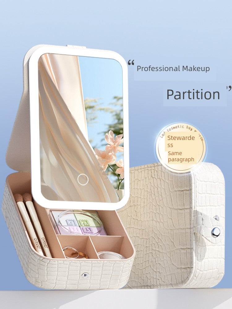 Foldable Makeup Mirror with Storage – Portable Vanity Organizer for Dorms & Travel