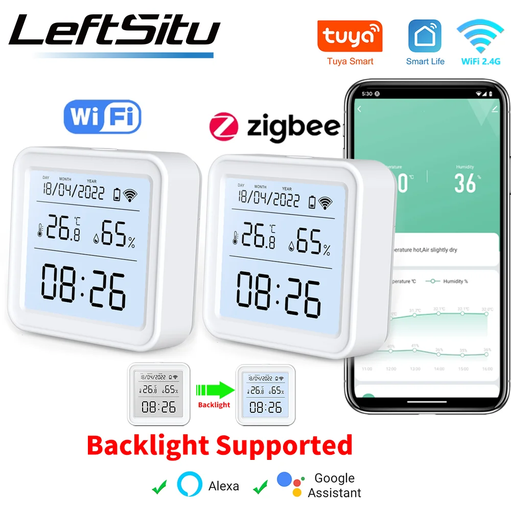 Smart Temperature and Humidity Sensor with WiFi and Zigbee – Accurate, Real-Time Monitoring for Home Automation