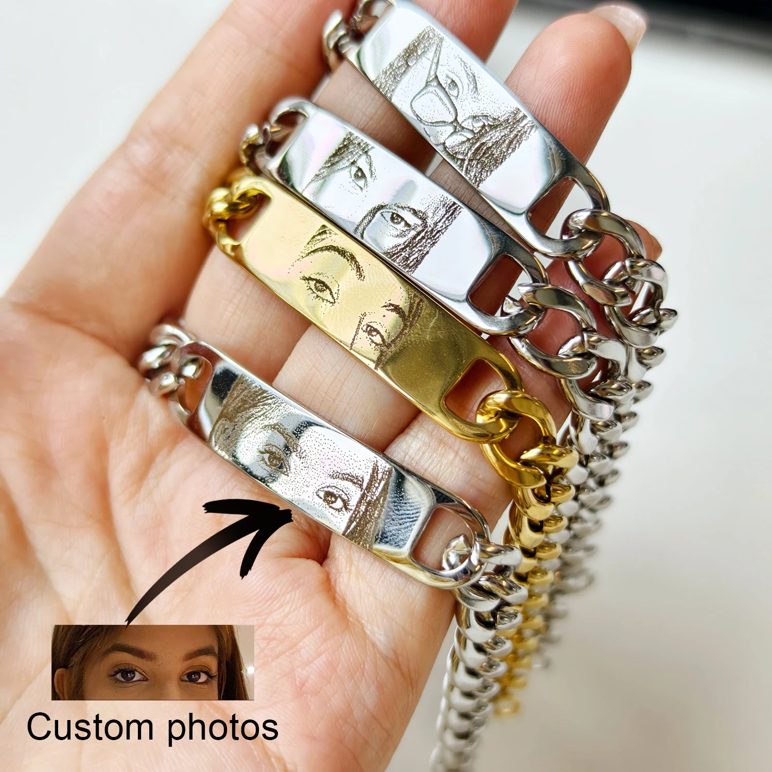 Personalized Eye Image Bracelet – Custom Engraved Gift for Him or Her