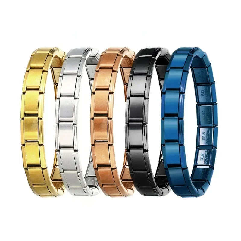 Pulsera clásica de acero inoxidable con dijes: joyas elegantes y duraderas para hombres y mujeres