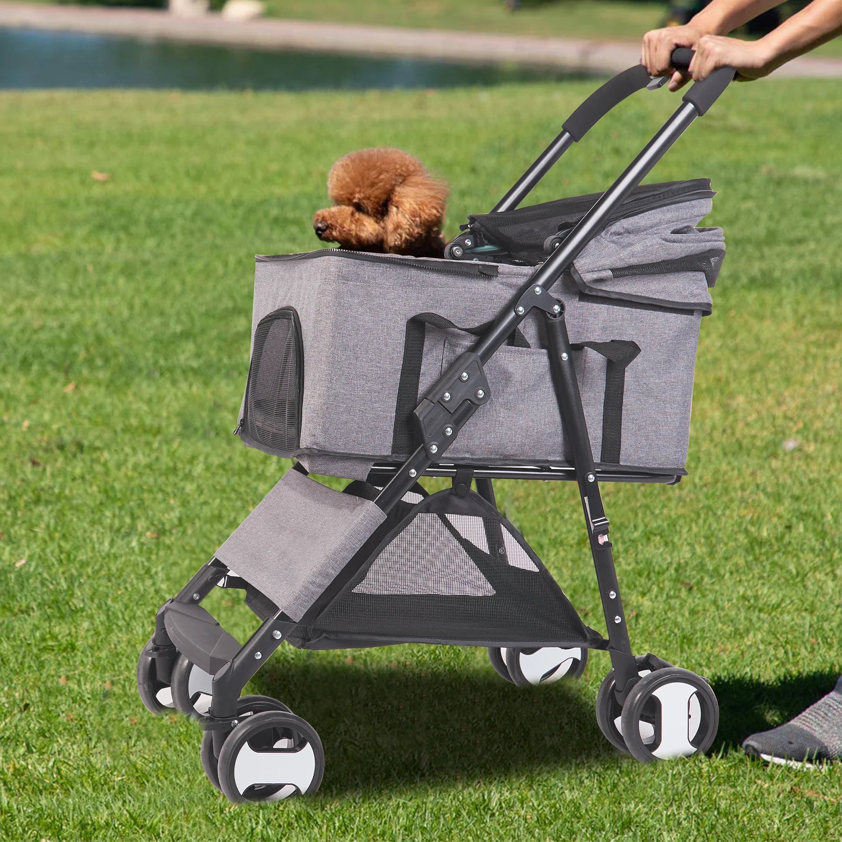 Large Pet Stroller – Detachable Carrier Cart for Dogs up to 30kg