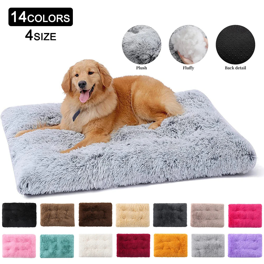 Super Soft Plush Dog Bed – Square Cushion for Large Dogs & Cats