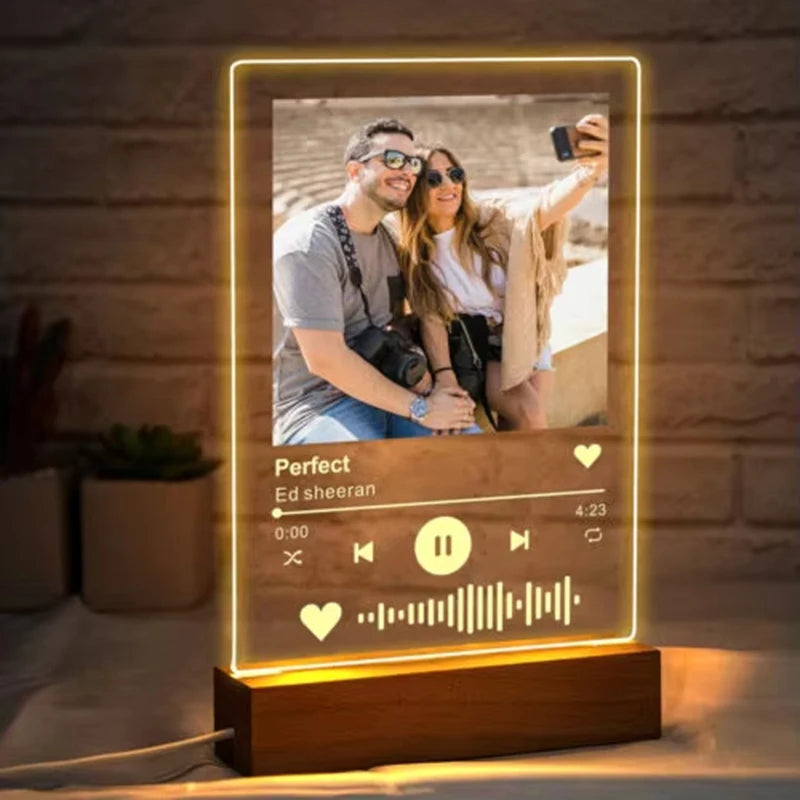 Custom Spotify Music Plaque with Photo and LED Night Light – Personalized Acrylic Frame for Couples, Anniversaries & Gifts
