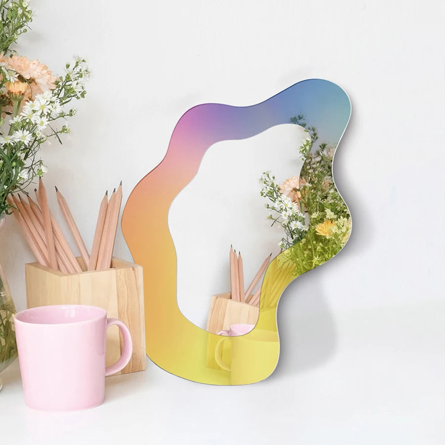 3D Colorful Acrylic Decorative Mirror - Makeup & Home Accent