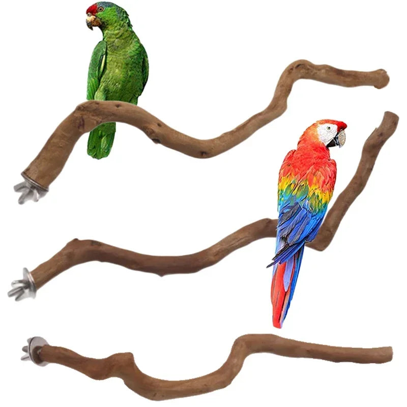 Natural Wood Parrot Perch – Bird Cage Standing Stick & Climbing Toy