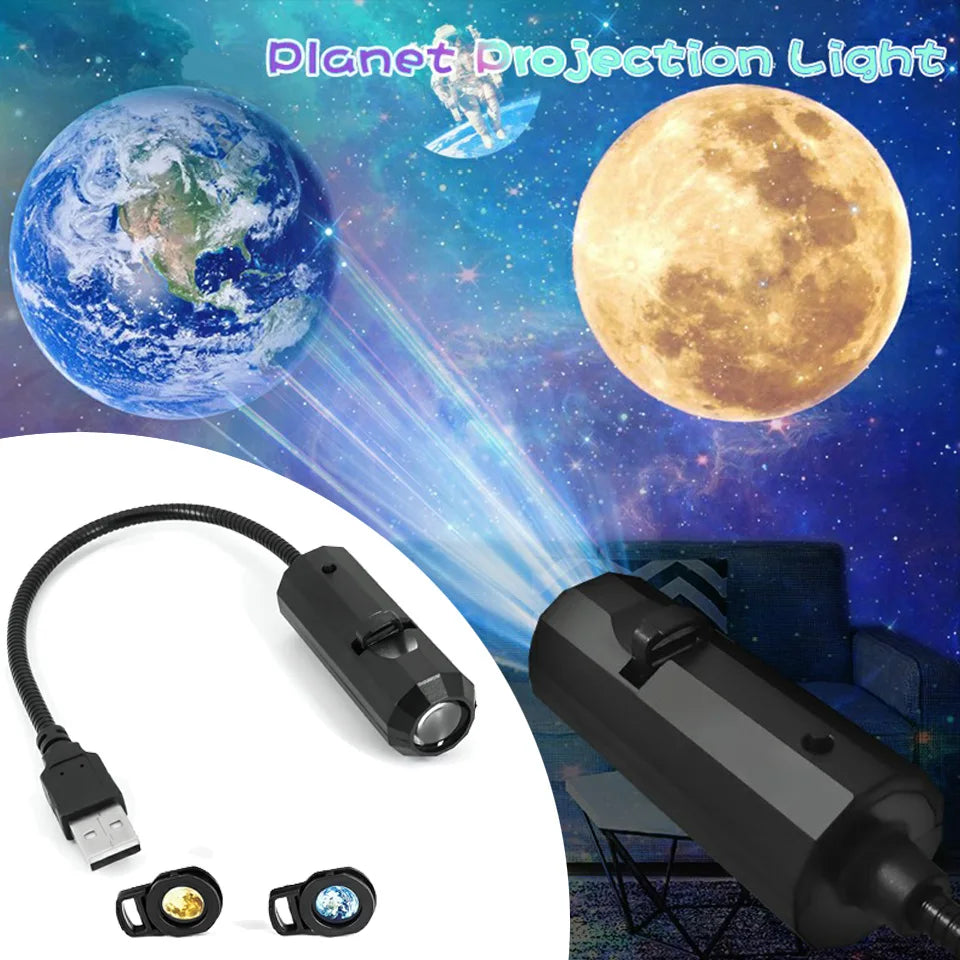 USB LED Night Light Projector – Dynamic Wall & Car Ambient Light for Home Décor