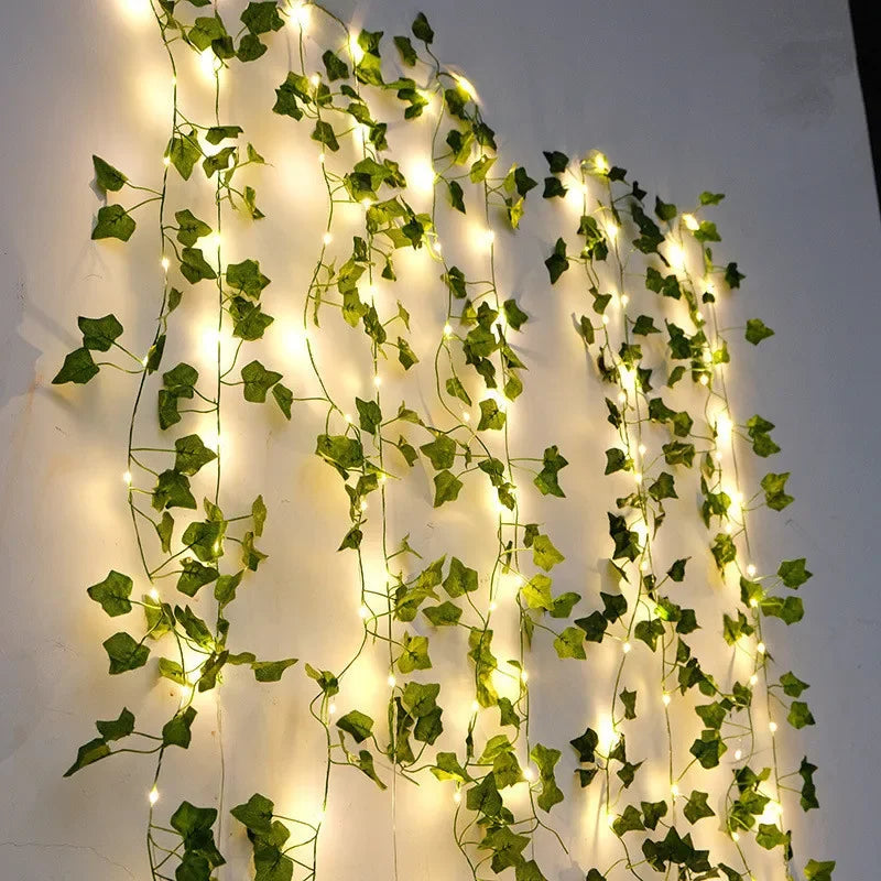Battery-Powered Leaf String Lights – LED Vine Fairy Lights for Home & Wedding Decor