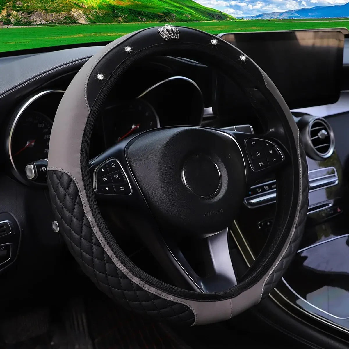 Universal Lycra Steering Wheel Cover – Lightweight, Stretch Fit & Sweat-Resistant (15-Inch)