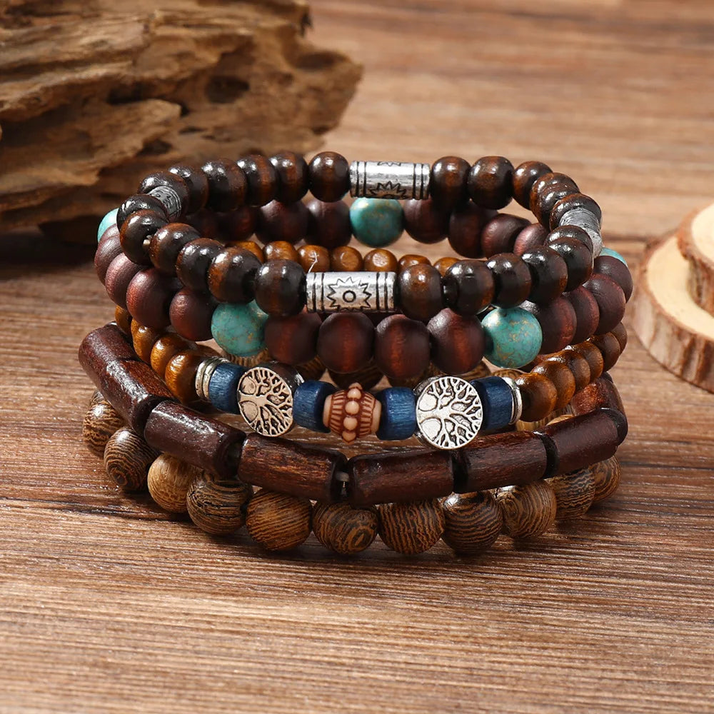 Pulsera ajustable con cuentas de madera natural: estilo casual y deportivo para mujeres