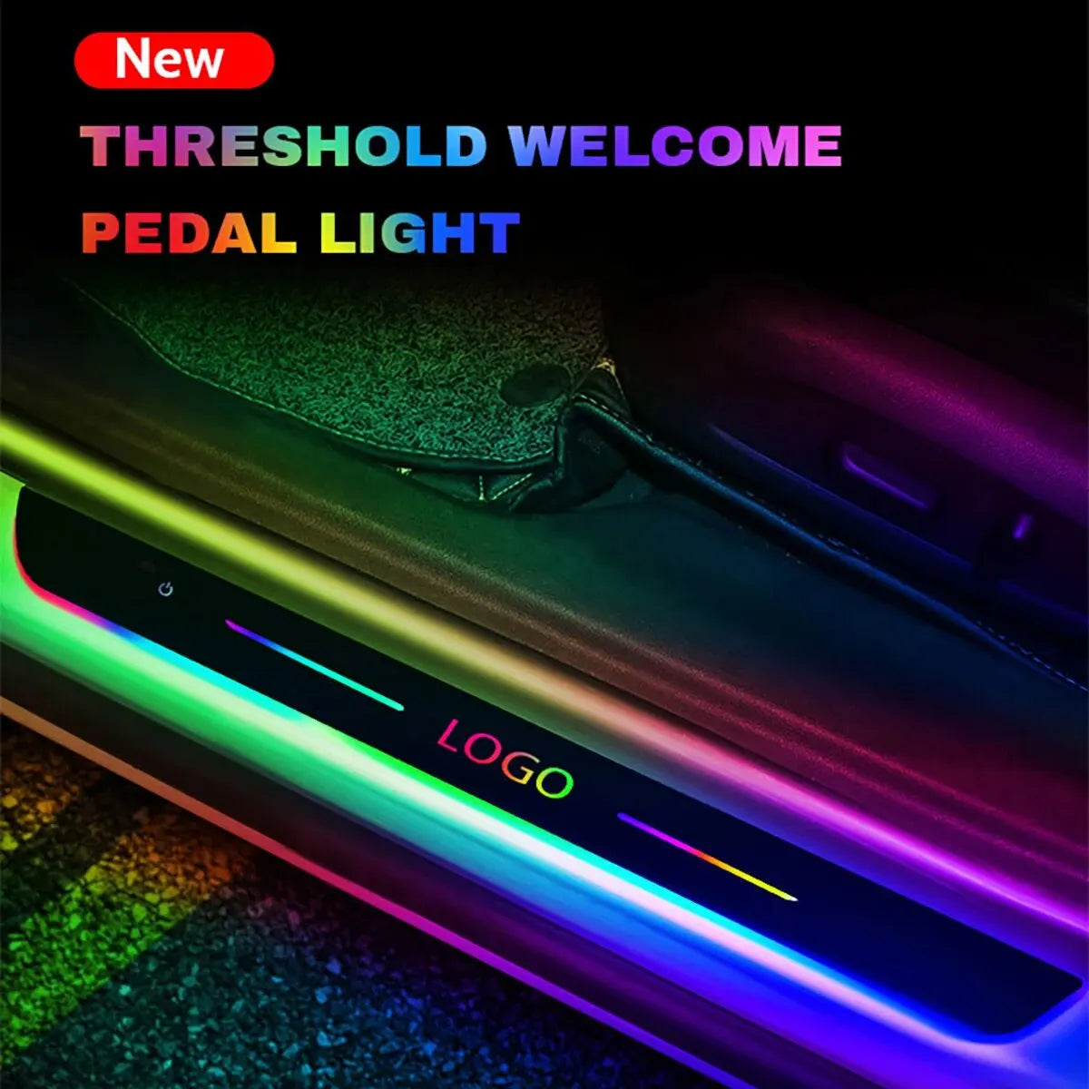 LED Car Door Sill Lights with Logo Projector – USB-Powered Threshold Lighting Kit (4pcs)