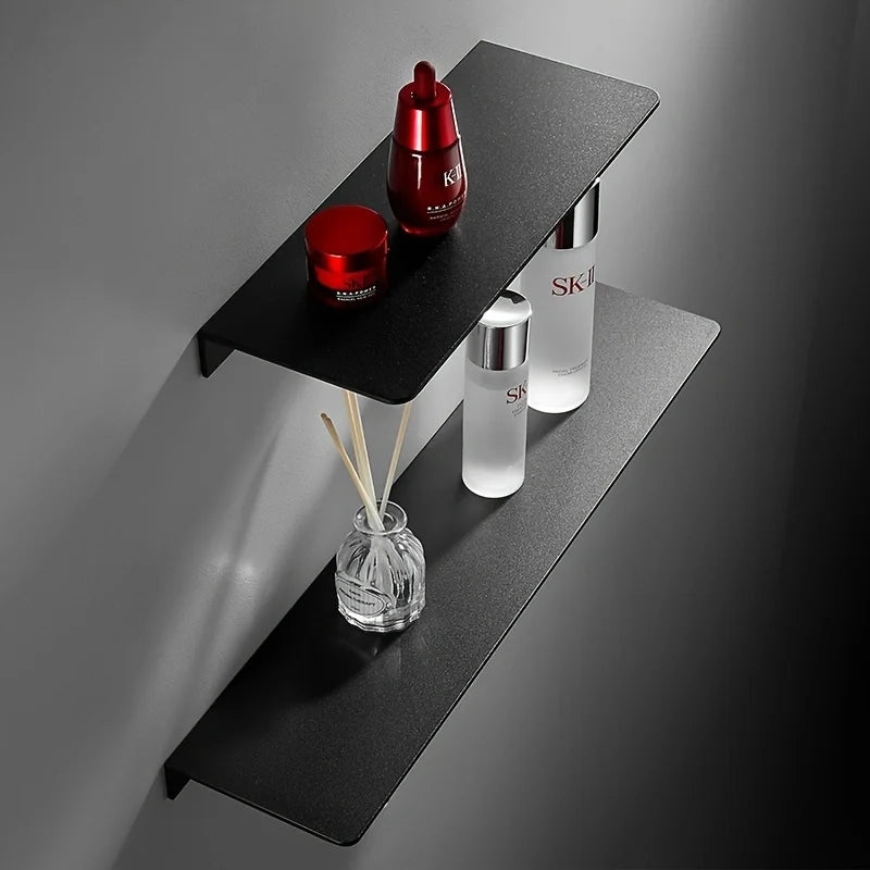Floating Bathroom Shelf – Wall-Mounted, Space-Saving Aluminum Organizer for Shower & Kitchen