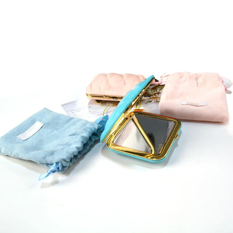 Portable Folding Makeup Mirror with Brush Set – Compact Travel Vanity Mirror & Storage Case