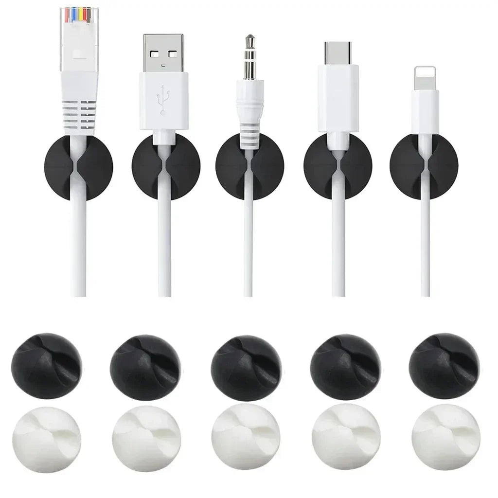 Self-Adhesive Silicone Cable Organizer for Desk & Workspace Cable Management