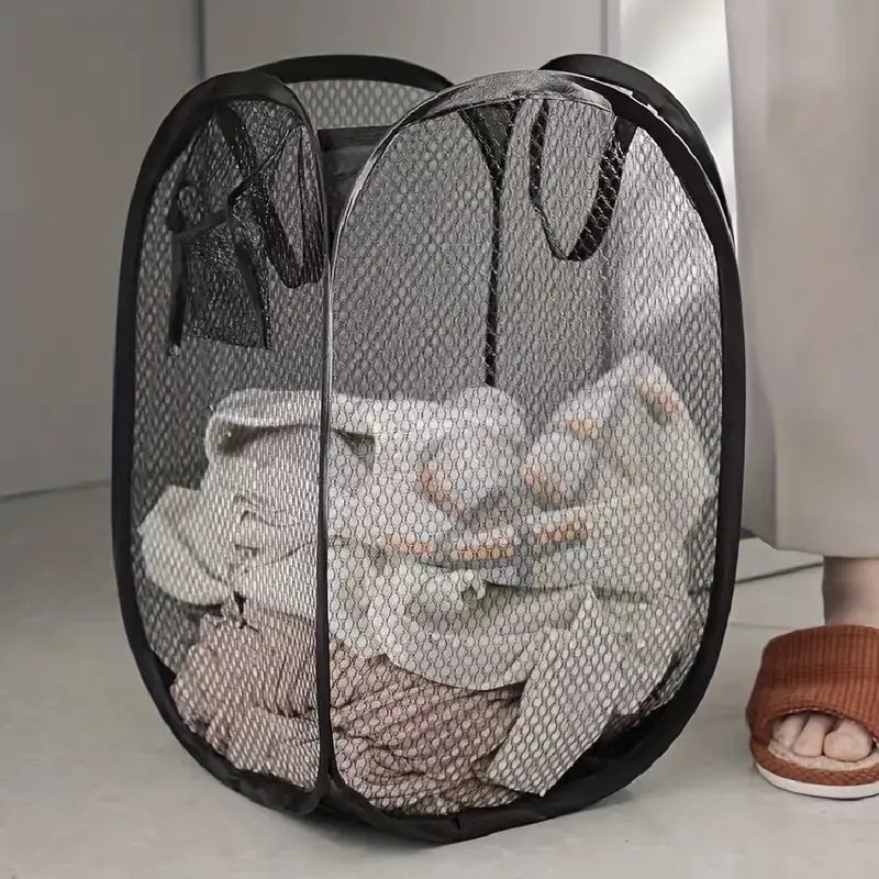 Foldable Large Capacity Mesh Laundry Basket – Portable & Breathable Clothes Hamper