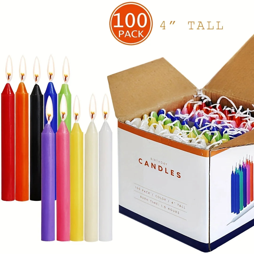 Colorful Tapered Candles - 60-Pack for Birthdays, Weddings & Parties - Handmade & Relighting Feature