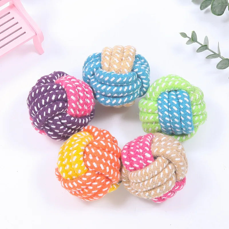Cotton Rope Dog Chew Toy – Natural Dental Ball for Puppies & Small Dogs
