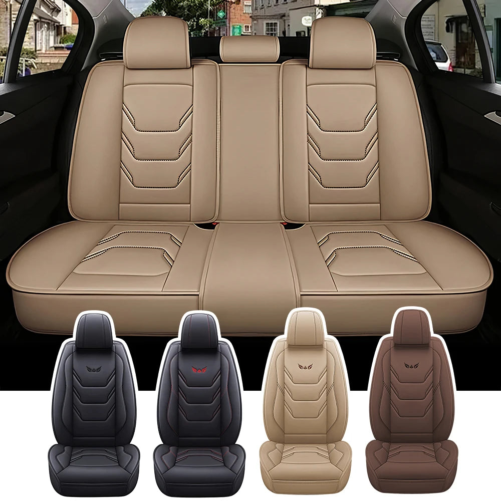Universal Fit PU Leather Car Seat Covers – Full Set Waterproof Cushion Pads for 5 Seats