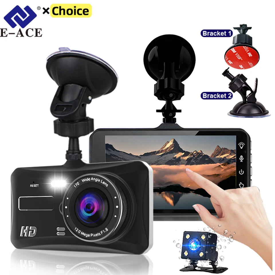 4.0 Inch Full HD Car Dashcam with Front and Rear Cameras – Night Vision, G-Sensor, and Loop Recording