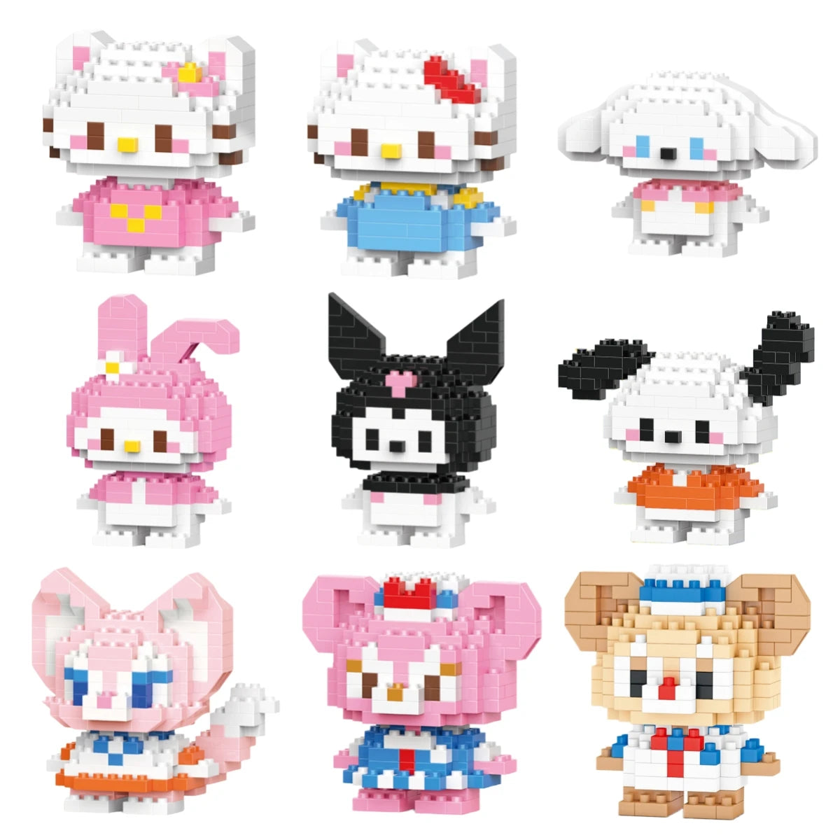 Disney & Sanrio Character Building Blocks Set - 108 Style Stitch & Hello Kitty Collection