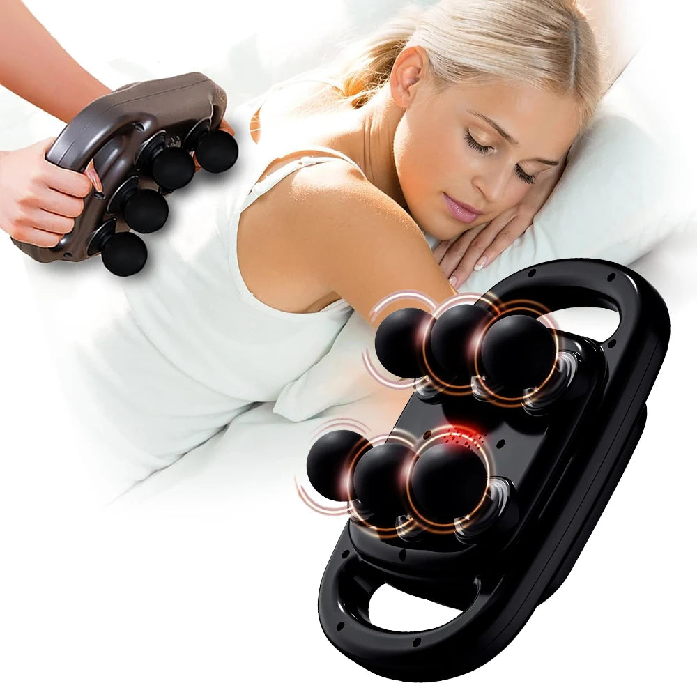Electric Cervical Spine & Back Massage Gun – Deep Tissue Pain Relief Massager with 6 Heads & Adjustable Intensity