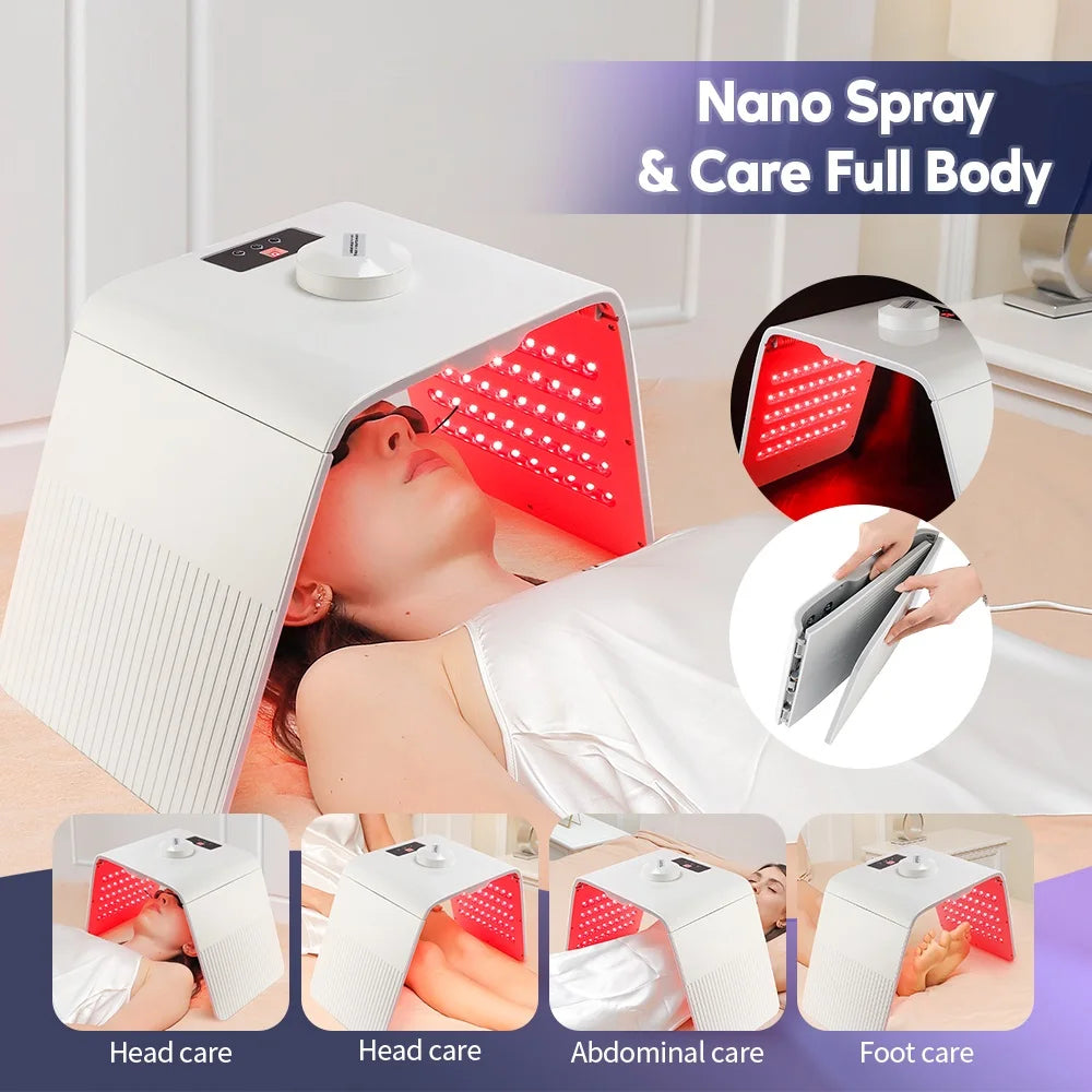 Foldable LED Light Therapy Machine with Nano Spray for Full-Body Skin Rejuvenation