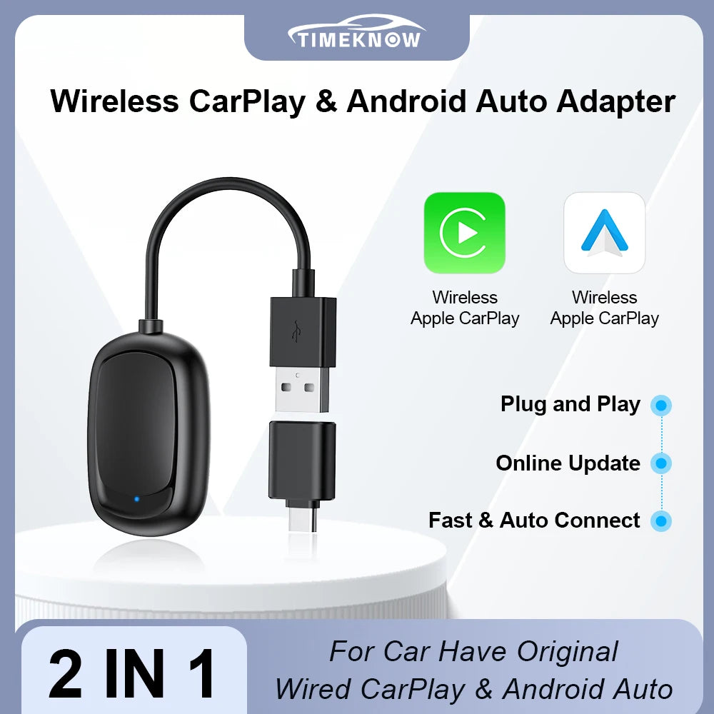 Wireless CarPlay & Android Auto Adapter - Universal USB Dongle for iPhone & Android