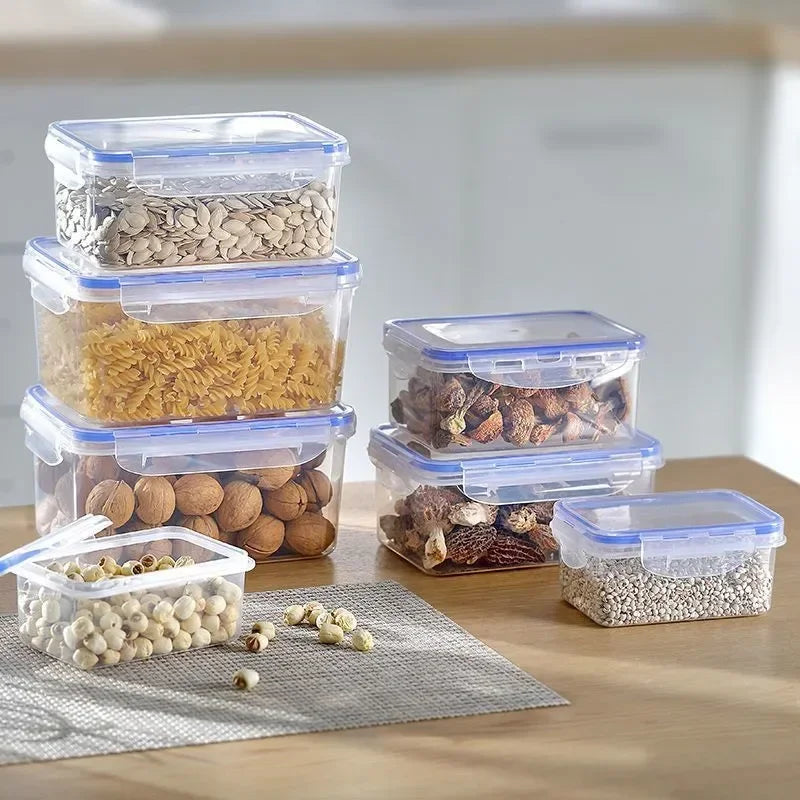 Airtight Plastic Food Storage Container with Lid – Microwave-Safe Fridge Organizer Box