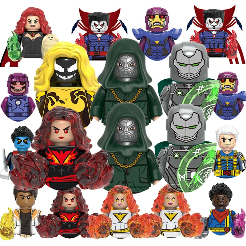 Marvel Superhero Micro Building Blocks - Doctor Doom & X-Men Action Figure Set