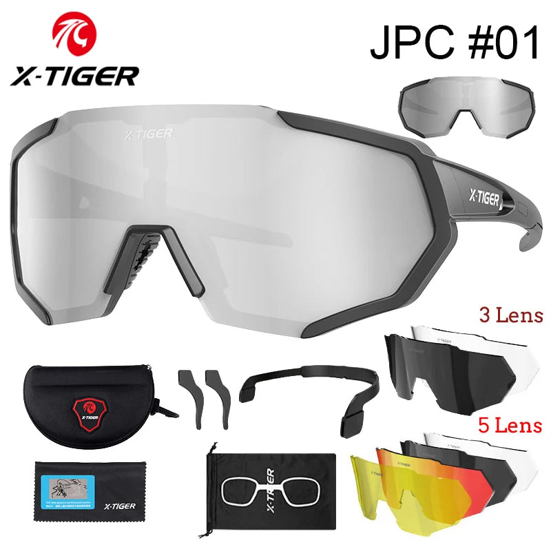 X-TIGER Cycling Sunglasses – Lightweight, UV Protection, Multi-Lens Sports Eyewear for Men & Women