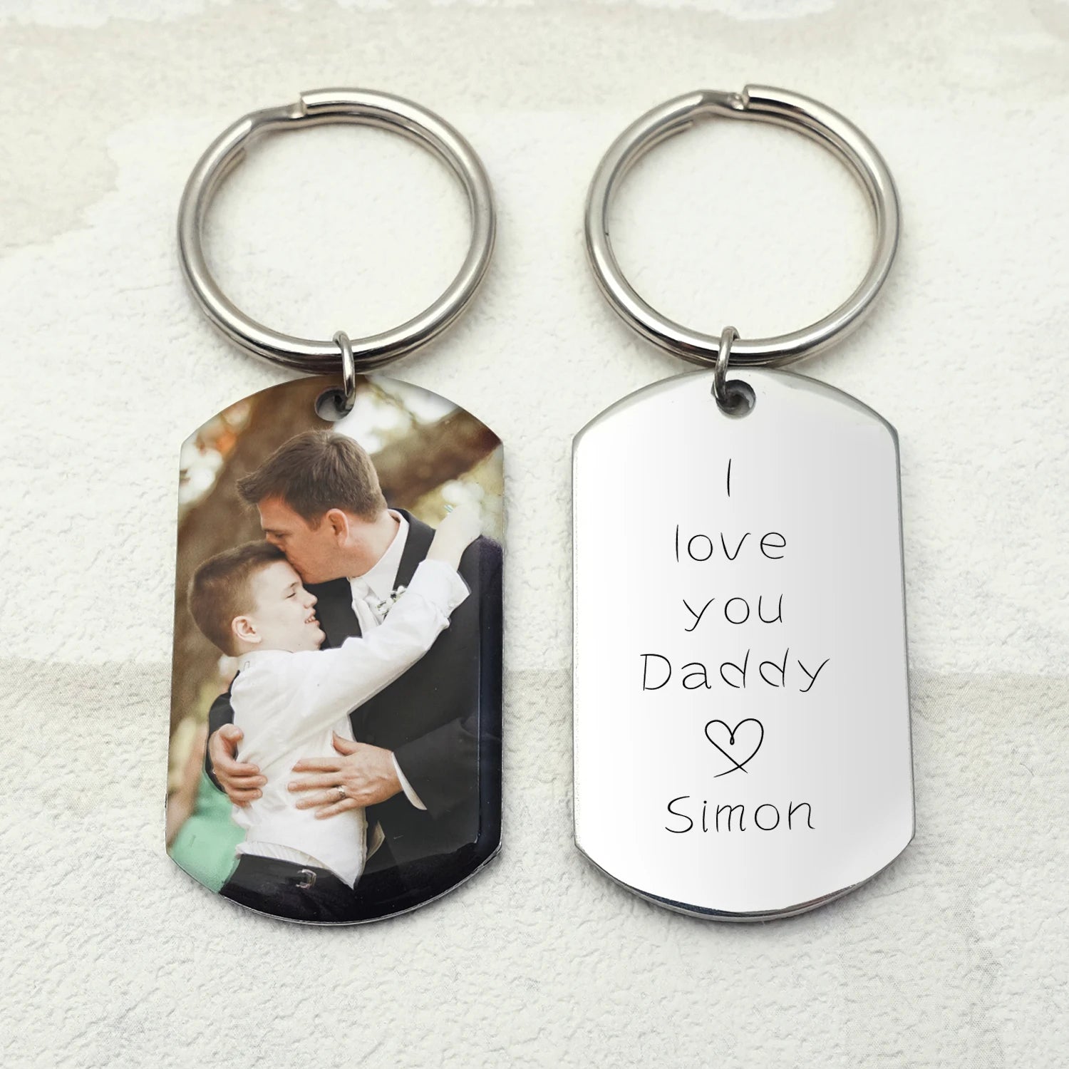 Custom Photo Keychain – Personalized Double-Sided Dog Tag Keyring with Text for Him, Her, Couples & Gifts