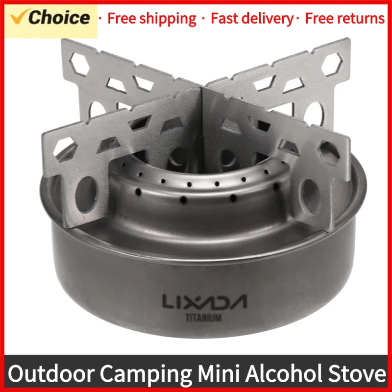 Compact Titanium Mini Alcohol Stove with Stable Cross Stand for Camping