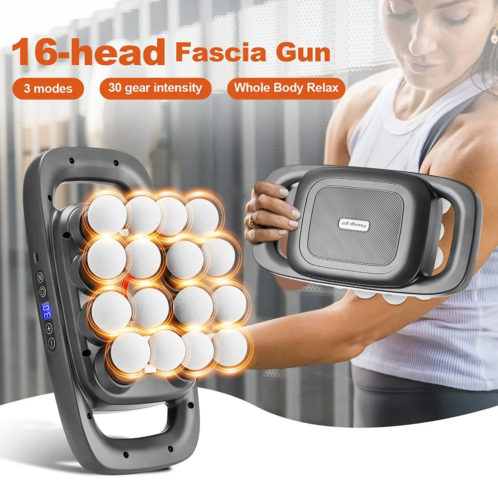 16-Head Full Body Massage Gun for Muscle Recovery and Pain Relief