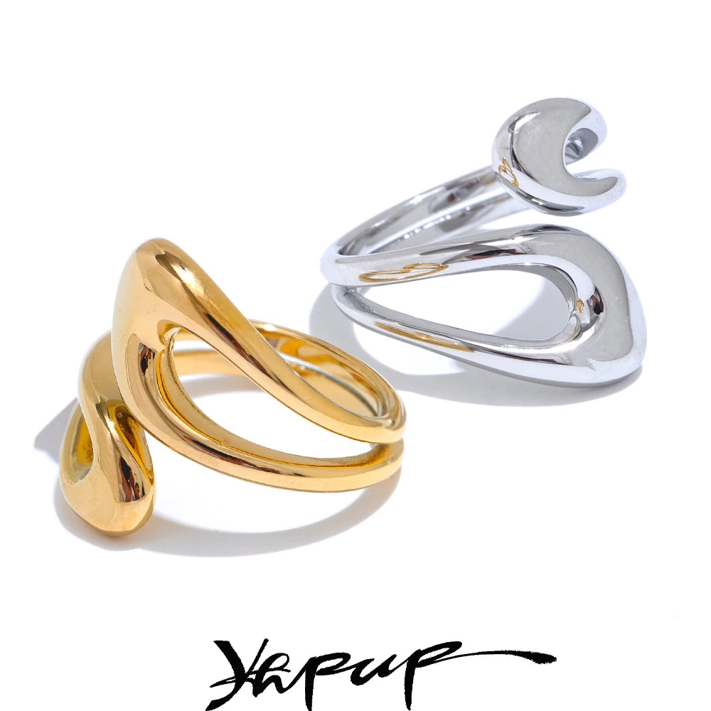 Anillo ajustable de acero inoxidable chapado en oro y platino: joyería minimalista y elegante para mujer