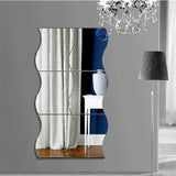 3D Wave Mirror Wall Stickers – Modern Self-Adhesive Home Décor
