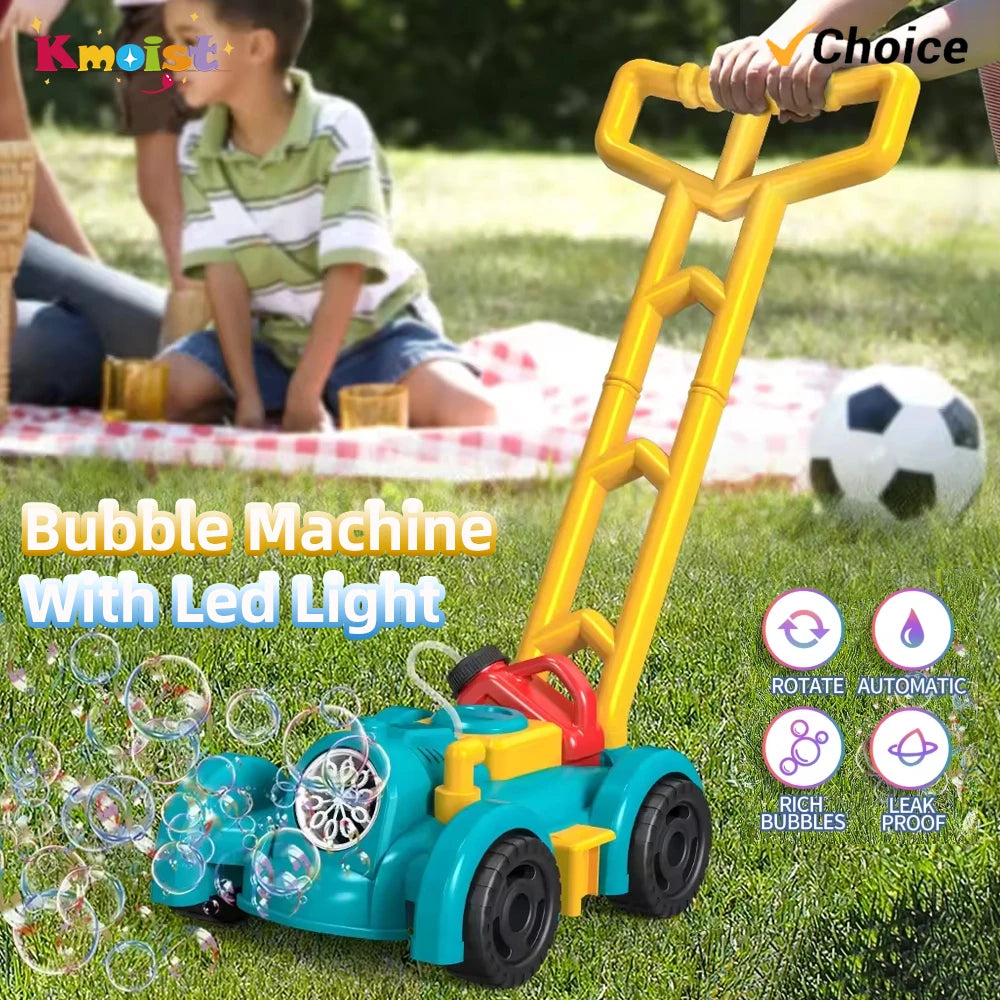 Mower Trolley Bubble Machine – High-Speed Rotating Electric Bubble Gun for Kids