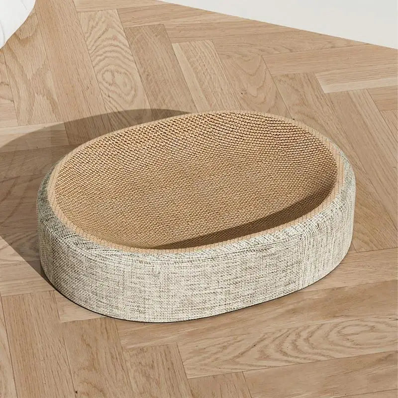 Oval Sisal Cat Scratching Bed - Multi-Functional Lounge & Scratch Pad